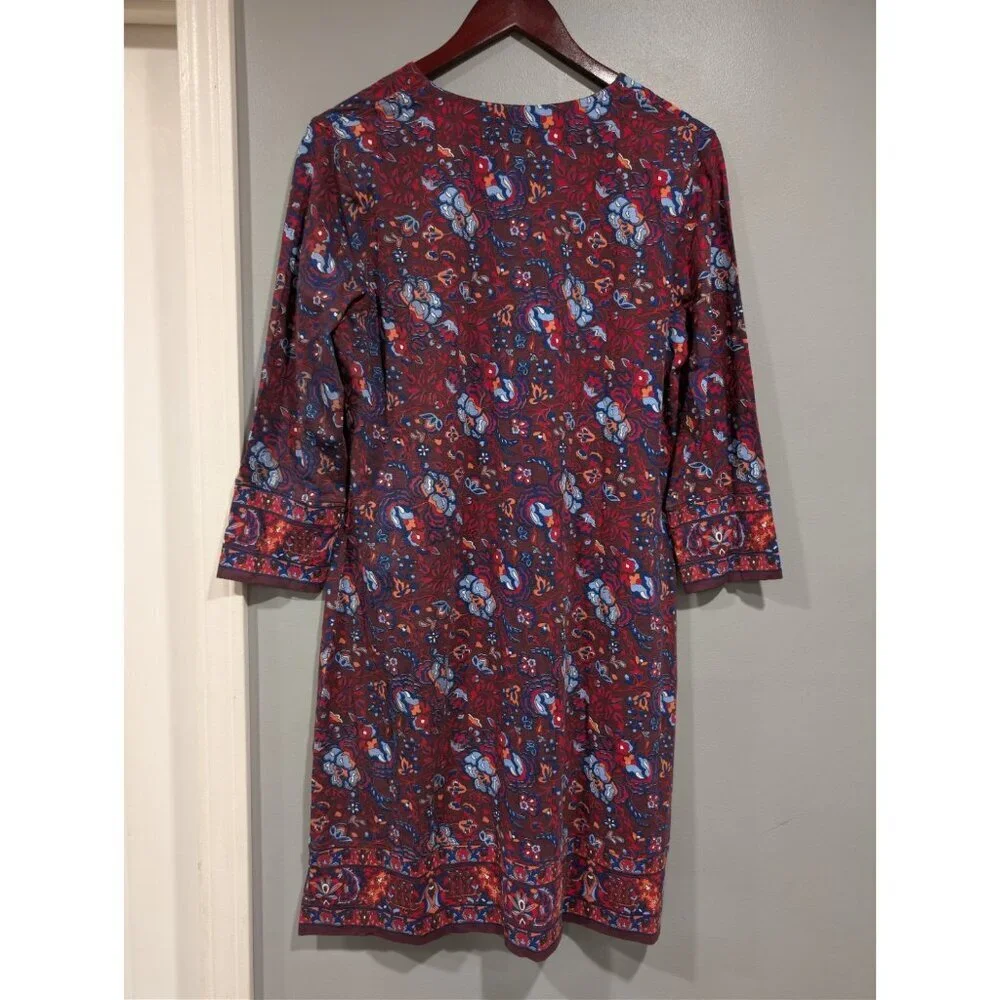 Coolibar Oceanside Tunic Sheath Dress UPF 50 Floral Women’s Sz M Beach Maroon